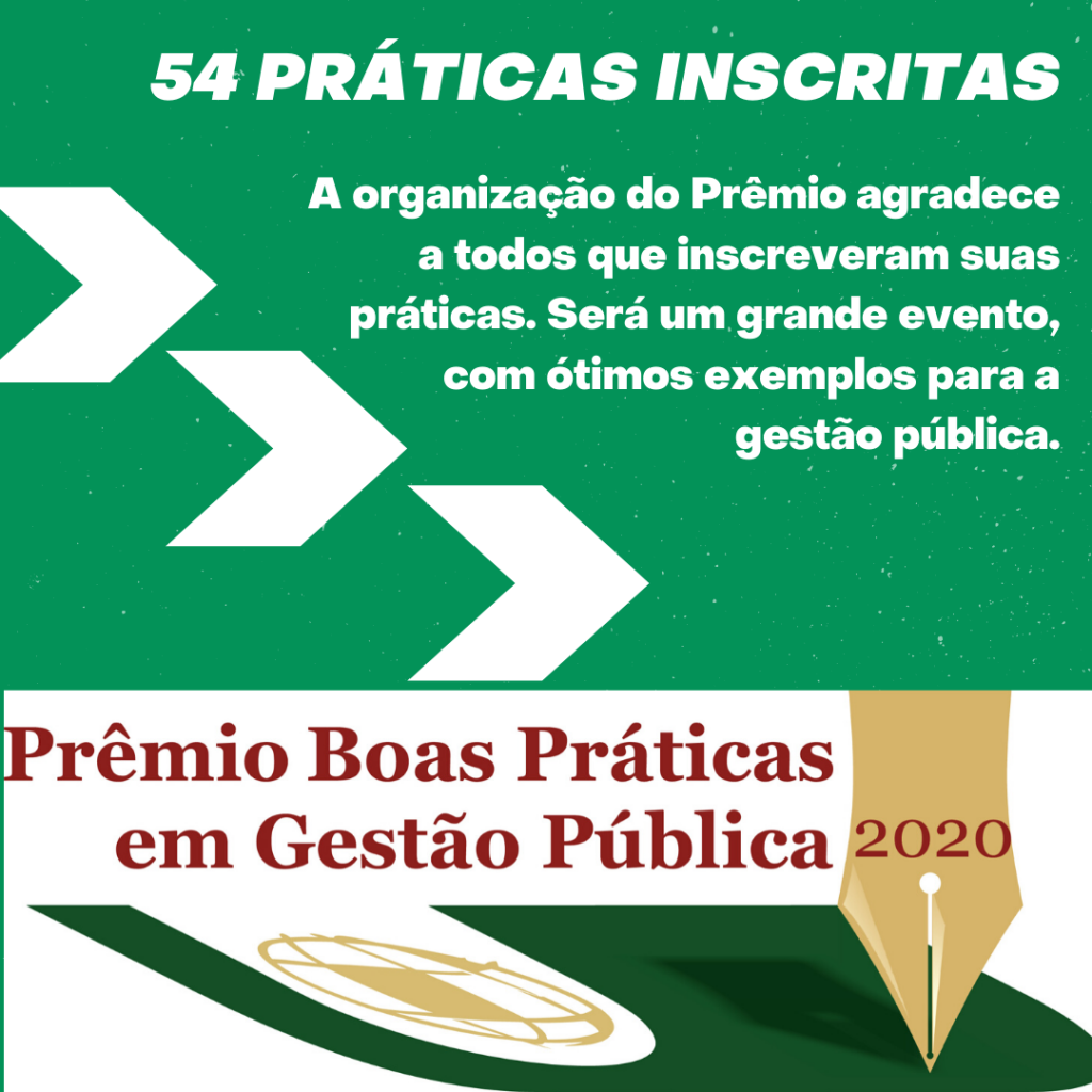 Banner com número de inscritos no prêmio Gestão Boas Práticas. Total de 54.