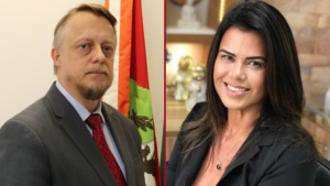 Procurador-Geral, Diogo Ringenberg, e Procuradora-Geral Adjunta, Cibelly Farias